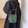 Fashiable Women's Bucket Bag, Stylish Solid Color Woven Effect Handbag Shoulder Bag and Crossbody Bag, Can Be Carried By Hand