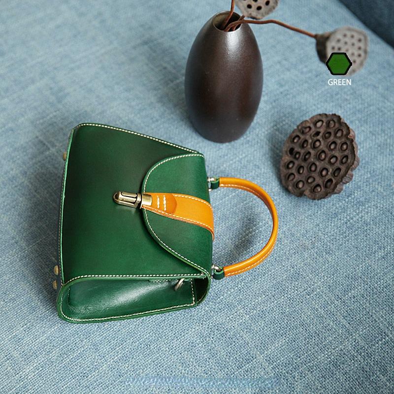 Johnature Genuine Leather Handmade Women Bag Handbag Retro Natural Real Cowhide Solid Color Versatile Shoulder Bags