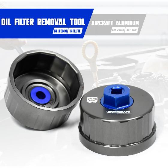 64Mm 14 Flute Oil Filter Wrench For Toyota, Lexus And Scion, Precision Machined Aircraft Aluminum Oil Filter Removal Tool For Easily Remove Oil