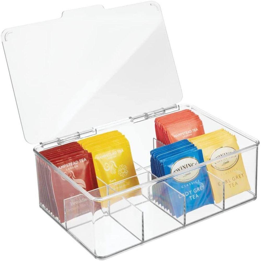 Plastic Tea Bag Box Transparent Acrylic Organizer Stackable Storage Container  Desktop