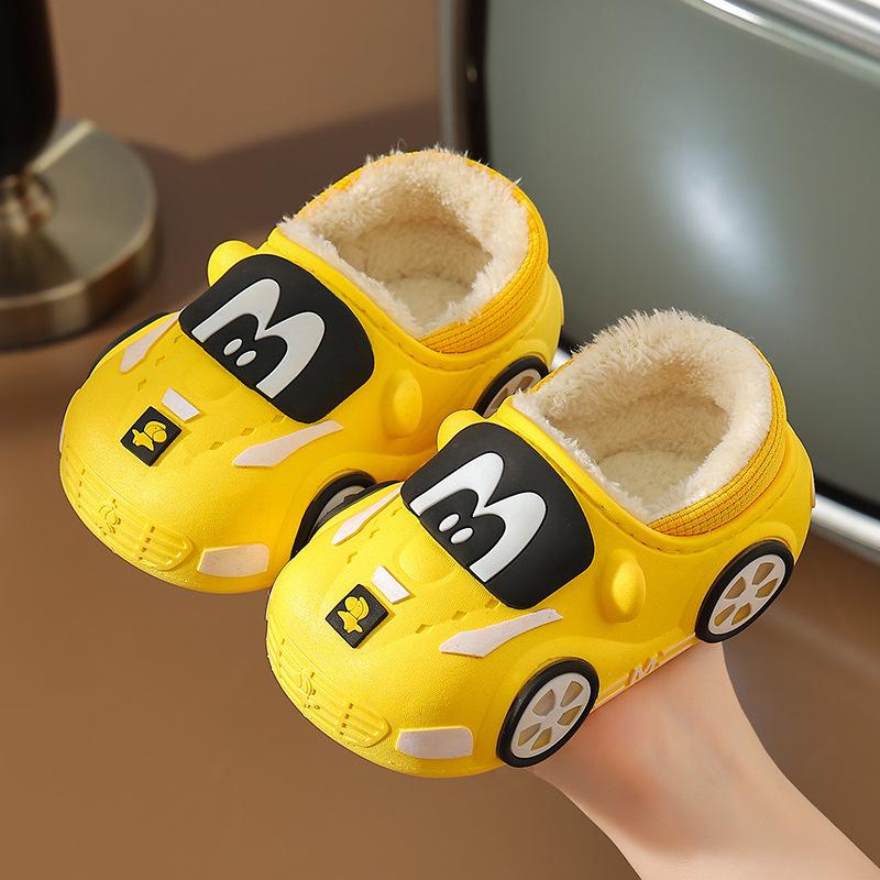 Winter Children's Cotton Slippers for Boys and Girls, Waterproof, Cute, Indoor, Non Slip, Soft Bottom with Plush Insulation Bag and Cotton Mop