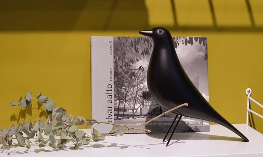 Bird Object House Bird Dove Wooden Figurine Reproduction Scandinavian Home Decor (hej!e) (Black)