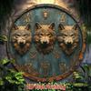 Viking Shield Wall Art Metal Painting Scandinavian Wolf Runic Decor 20x20cm