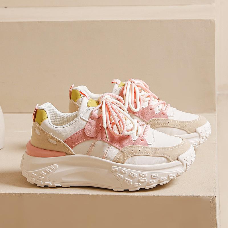 

Customized women s 2025 new autumn thick-soled heightening dad shoes versatile casual explosion running little white sports shoes 35