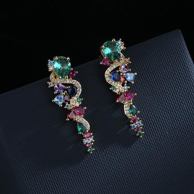 Silver Light Luxury Micro-inlaid Zircon Flowers Earrings Exaggerated Super Flash Temperament Bride Wedding Dress Wedding