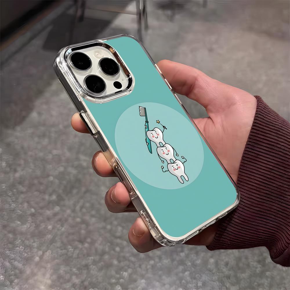 

Cute Dentist Tooth Phone Case For IPhone 17 Air 16 E 15 14 13 12 11 Plus Pro Max Electroplated Transparent Soft Shell iPhone 16e