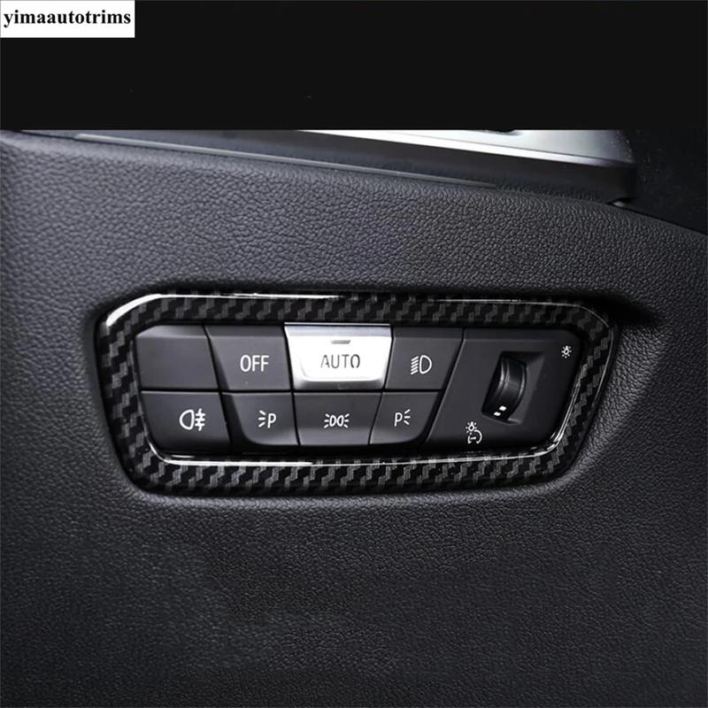 Head Light Lamp Switch Frame Decoration Cover Sticker Trim Carbon Fiber Accessories Interior For BMW 3 Series G20  - 2024