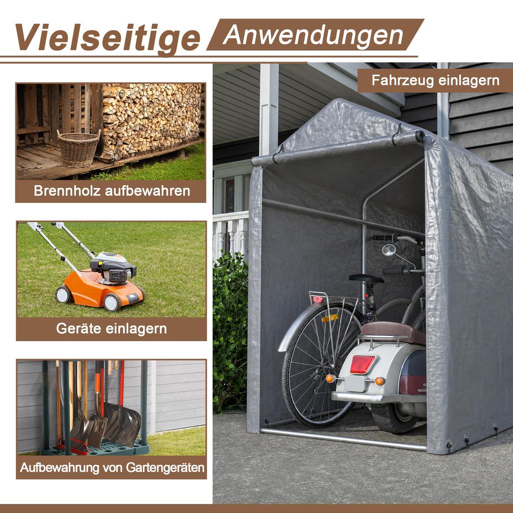 100x187x160cm Bicycle Garage, Waterproof Outdoor Bicycle Shed with Steel Frame & UV Protection – For Bicycle, Motorcycle, Scooter, Garden Tools