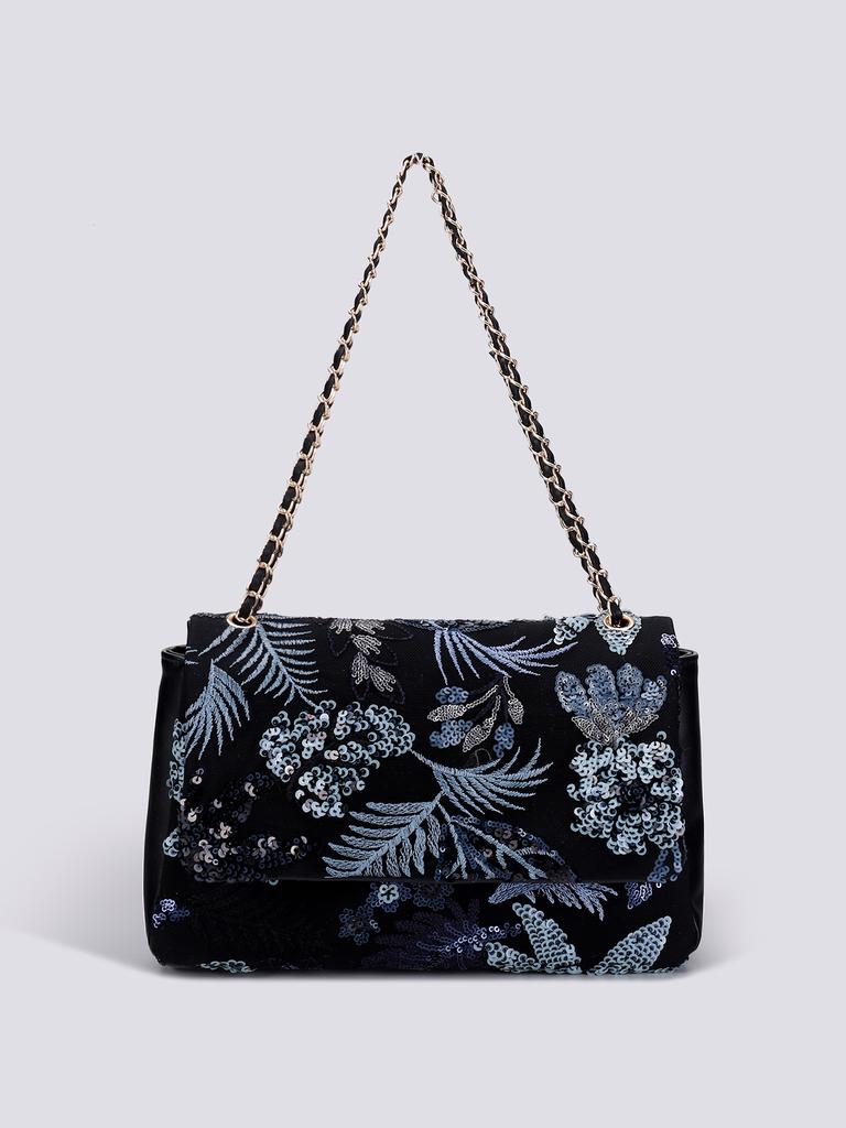 Embroidery sequined shoulder bag summer new niche woven straw bag high-end large-capacity armpit bag