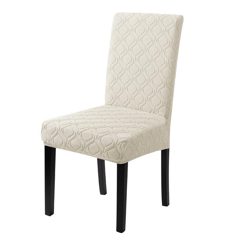 Solid Color Peach Jacquard Middle Back Chair Cover Elastic All-inclusive Backrest Chair Cover Dustproof and Non-slip Dining Chair Cover