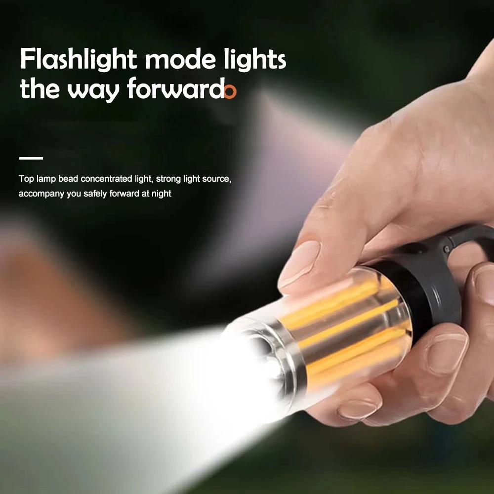 LED Rechargeable Flashlight Camping Lantern Super Bright Portable Hanging Tent Lamp Waterproof Hiking Fishing Outdoor