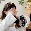 Solid Color Fabric Pleated Pearl Hairband Female Korean Elegant Style Temperament Outdoor Fashion Girls Hair Accessories