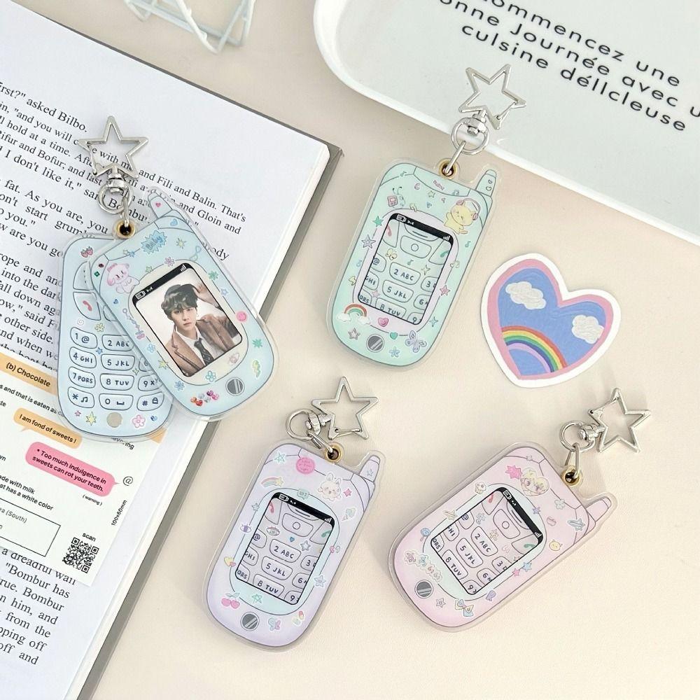 

Acrylic 1 Inch Card Photo Holder Mini Phone Shape Mobile Phone Photocard Holder School Stationery рожевий