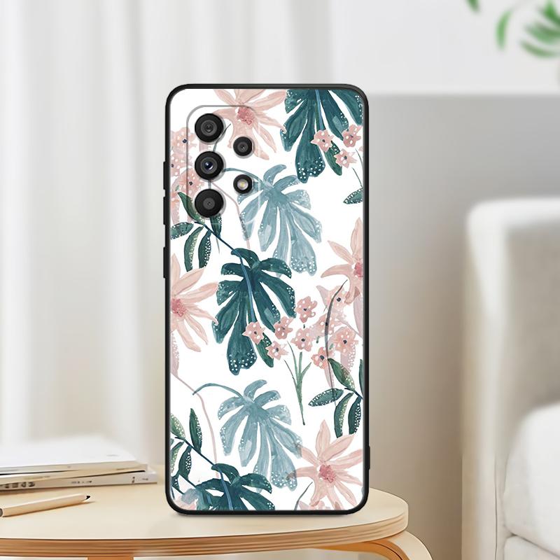 

Винтажные цветочные листья для Samsung Note 20 10 Ultra Plus A31 A14 A12 A70 A34 A25 A04 A05 A15 A24 5G черный чехол для телефона Samsung A14 5G