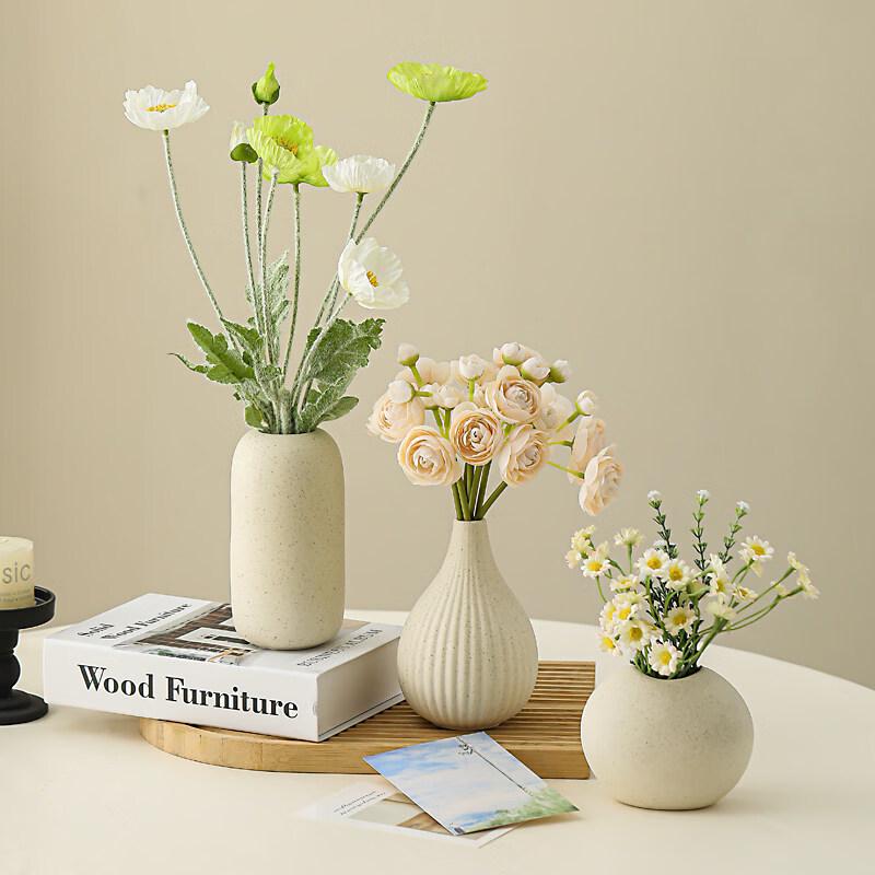 Tengyu Ceramic Vase & Artificial Flower 3-Piece Set