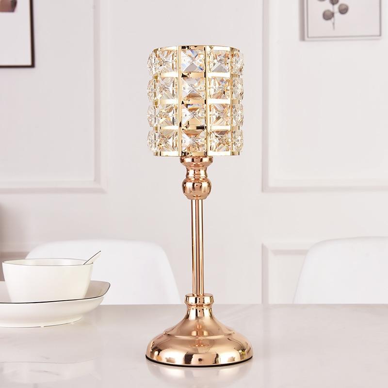 European Gold Crystal Candlestick Home Decor Iron Candlestick Wedding Candlelight Dinner Props Home Decor