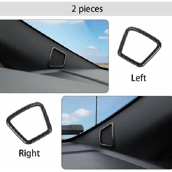2X A-Pillar Speaker Frame Trim Decoration Bezel for Ford F150 2015+ Carbon Fiber