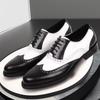 Men's Brogue Leather Shoes: Large Size, Color-Block, Trendy Formal Footwear