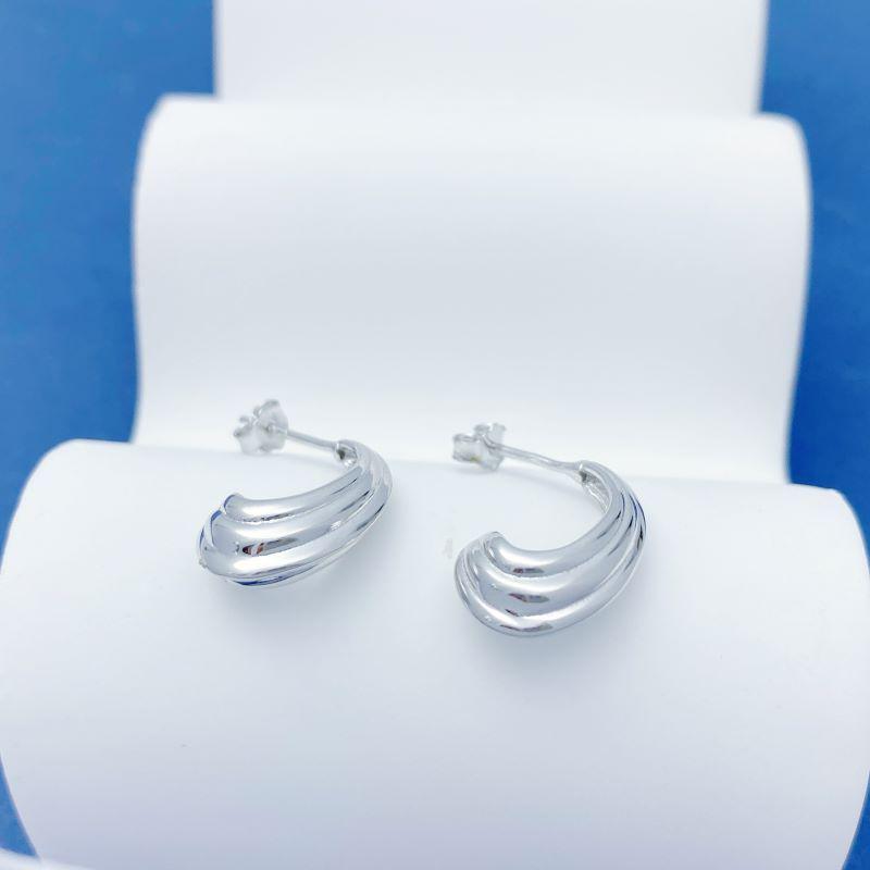 S925 Sterling Silver Multi-Layer Geometric C-Shaped Minimalist Stud Earrings 925 Sterling Silver