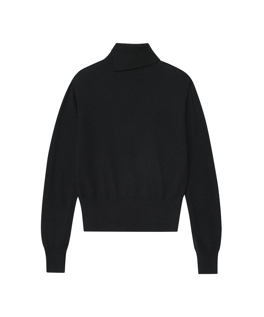 NOIRER FOR WOMAN Cashmere Slit Turtleneck (Black)