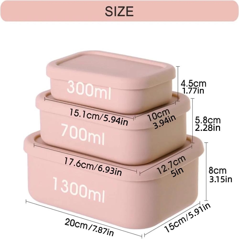Silicone Lunch Box 3 Size Fresh-keeping Case Reusable Lunch Container  Students Adult