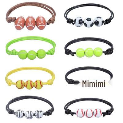 Individuelles Sportarmband - Gewachste Kordel Geflochten: Basketball, Baseball, Tennis, Rugby und Fußball Armband Schmuck