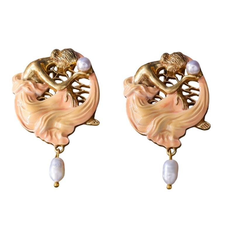 

Copper Alloy Studs Earrings with Freshwater Pearls and Coating Unique Pendant Earrings for Lasting Beauty Comfortable 1
