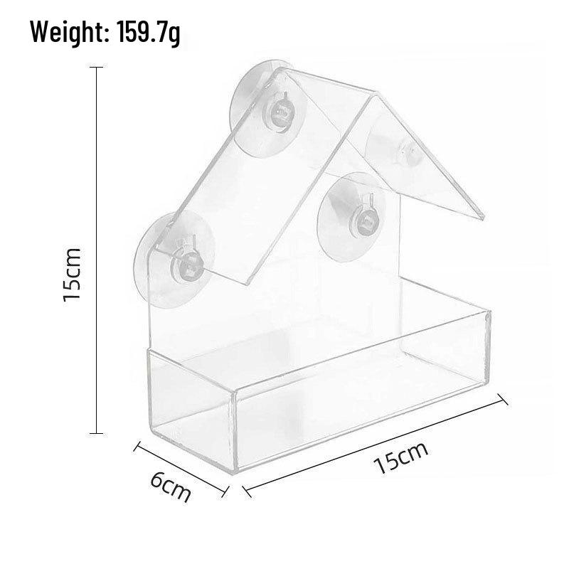 Clear Acrylic Wall-Mounted Bird Feeder with Suction Cups
