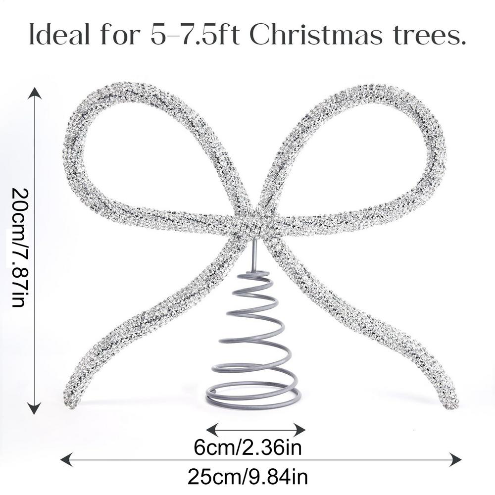 Christmas Tree Topper Bow 7.9x9.8 Inch Decorative Holiday Ornaments Christmas Tree Top Decorations for Homeowners Church Groups