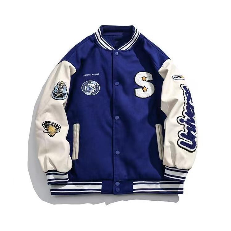 Spring and Autumn Retro Quilted Embroidered Baseball Uniform Jacket Men and Women Loose Tide Brand Street Jacket