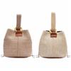 Korean Style Woven Handbag Solid Color Small Phone Bag Fashion Straw Bucket Bag  Vacation