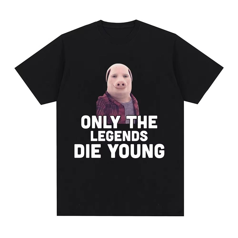 R.I.P John Pork Funny Humor Pig Meme T Shirt Men's Women Fashion Vintage Tops Cotton Oversized Short Sleeve Tee Nostalgic Casual