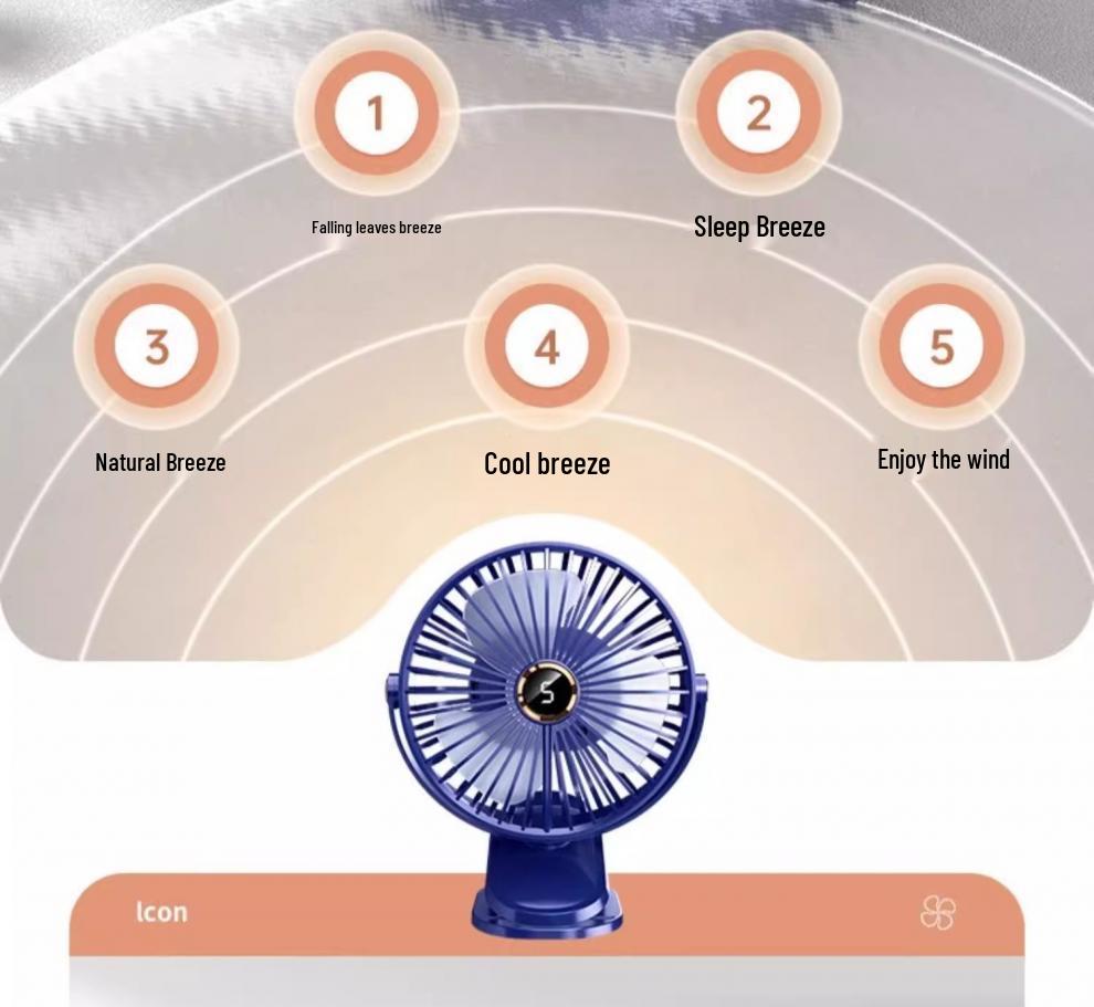 Silent Rechargeable Clip-On Fan for Dorms - Long Battery Life, Desktop & Wall Mountable