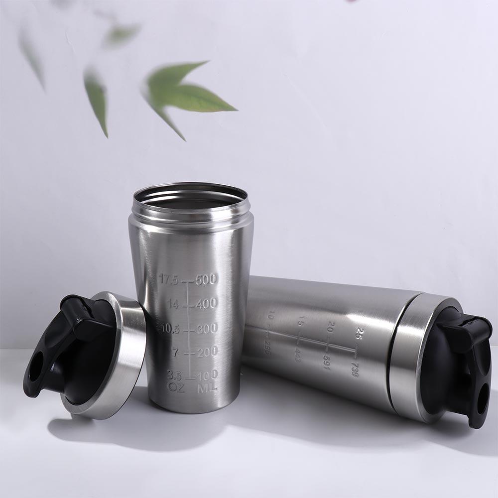 500ml/750ml Whey Shakes Cup 304 Stainless Steel Sports Water Cup Protein Powder Bottle Climbing
