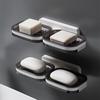 Soap Box Double Layer Shower Soap Dish with Strong Suction Cup Easy to Install No Drilling Wall Mounted Soap Tray