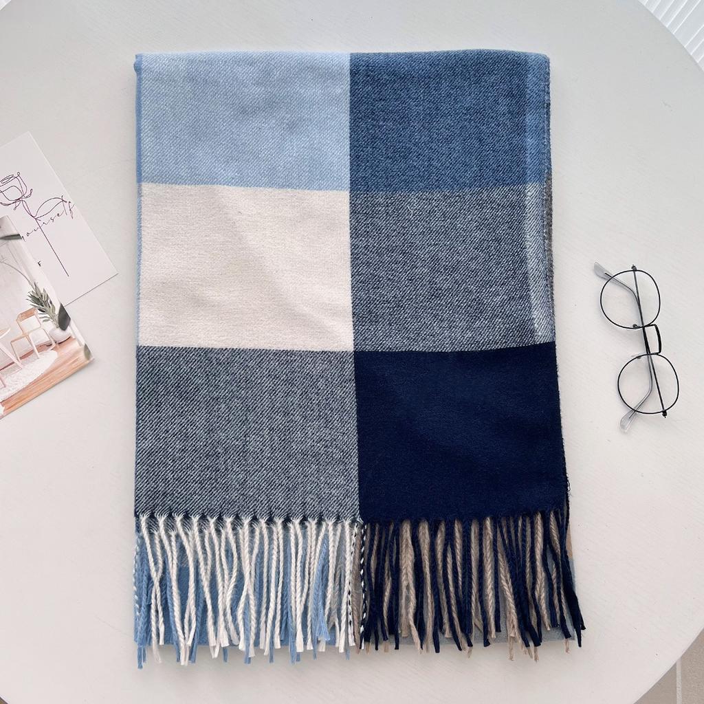 Scarf New imitation cashmere color plaid scarf female Korean version autumn and winter plaid scarf fringed shawl scarf
