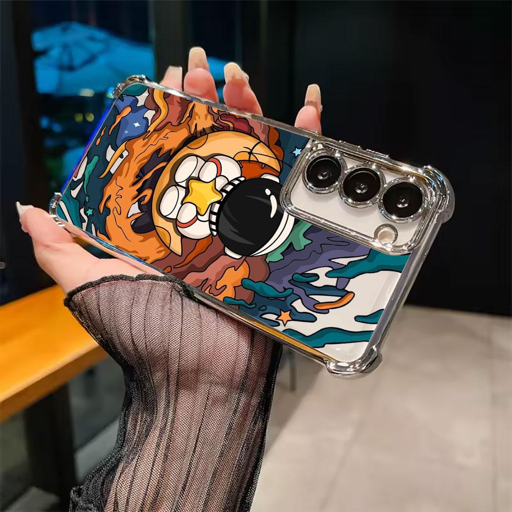Astronaut Rocket Funda For Samsung S26Ultra Phone Case For Galaxy S25 FE S26 S24 S23 S22 S21 Ultra S20 Plus S25FE 5G Clear Cover