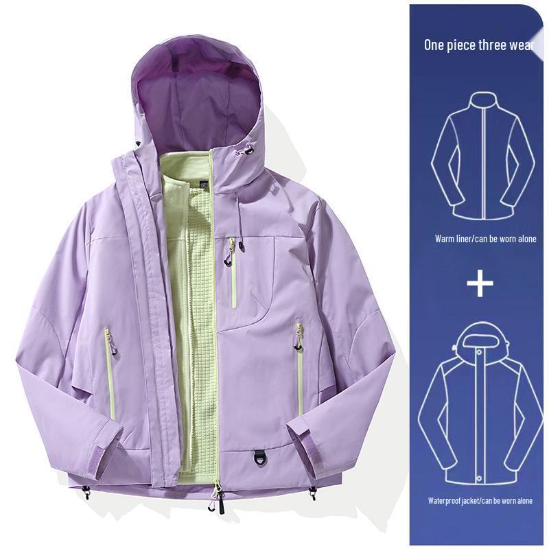 Women's Trendy Outdoor 3-in-1 Softshell Jacket for Hiking & Mountaineering - Windproof & Waterproof
