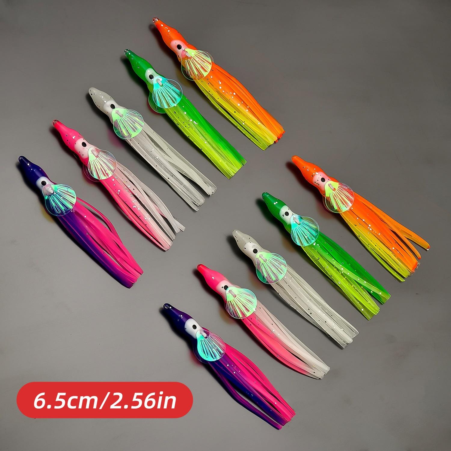 

10 шт. Светящиеся в темноте юбки кальмара, рыболовные приманки, мягкие резиновые юбки осьминога, троллинговая приманка – идеально подходят для ночной рыбалки