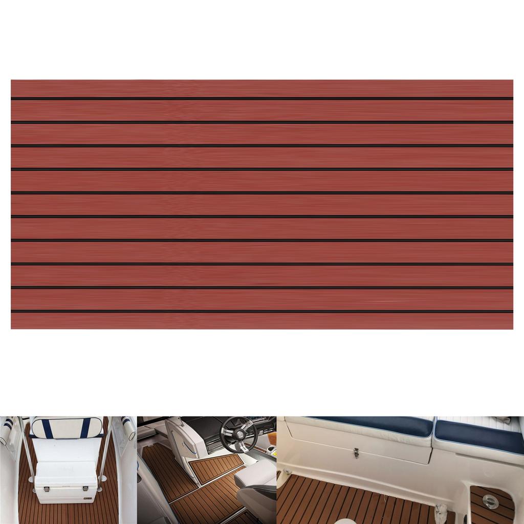 Boat Marine RV Flooring Mat EVA Foam AntiSlip Decking Sheet 240x60cm94.5x23.6in(Dark Brown Black )