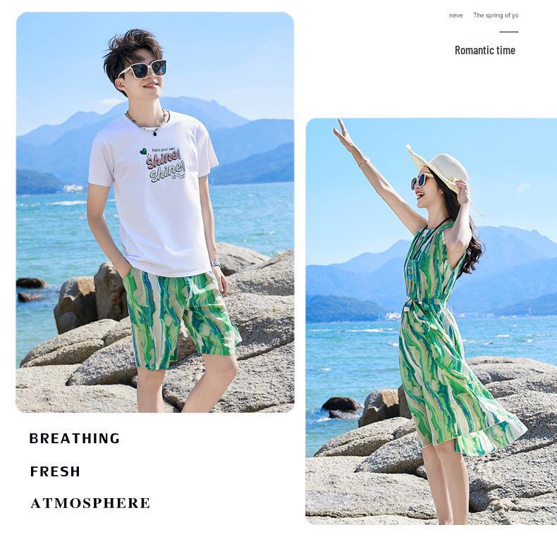 Bohémské letní plážové rodinné oblečení: Trendy šaty s krátkým rukávem pro matku a dceru/syna