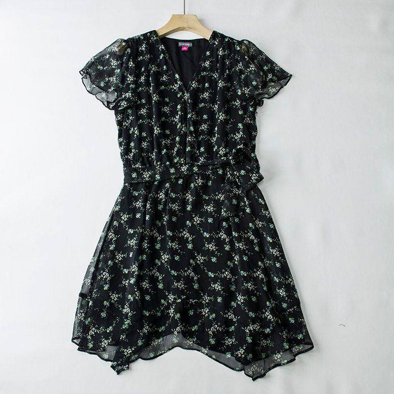 

Brand Hard PICOOC Classy Spring/Summer Women s Clothing Print Elegant V Neck High Waist Silm Belt Slim Looking Dress Black 2