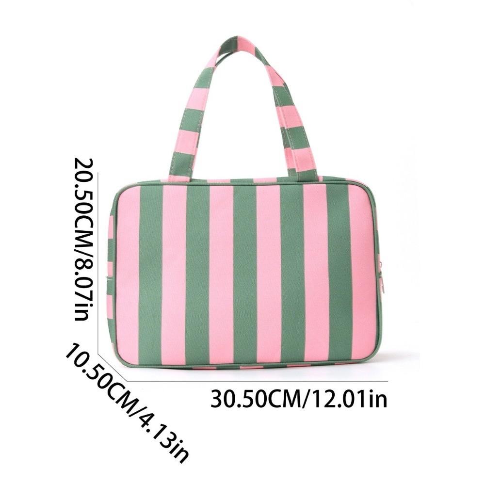 Large Capacity Striped Toiletry Storage Bag Multi Compartment Cosmetic Pouch  Weekend Getaway