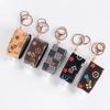 Cross-Border Floral PU Leather Keychain Case with 30ml Refillable Squeeze Bottle for Hand Sanitizer