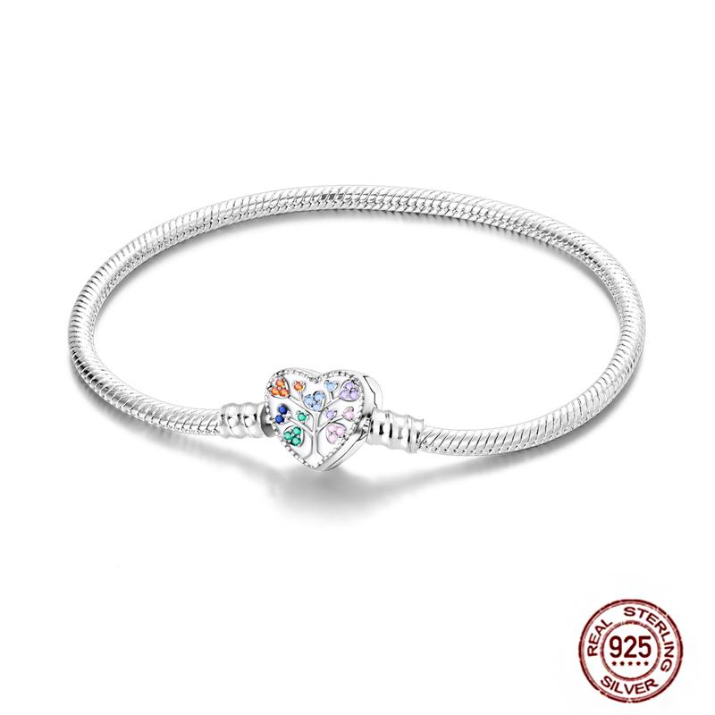Bracelet Silver 925 Original 17-20CM Star Moon Heart Butterfly Paw Print Zircon Bracelets Fit DIY Charms Birthday Jewelry Gifts