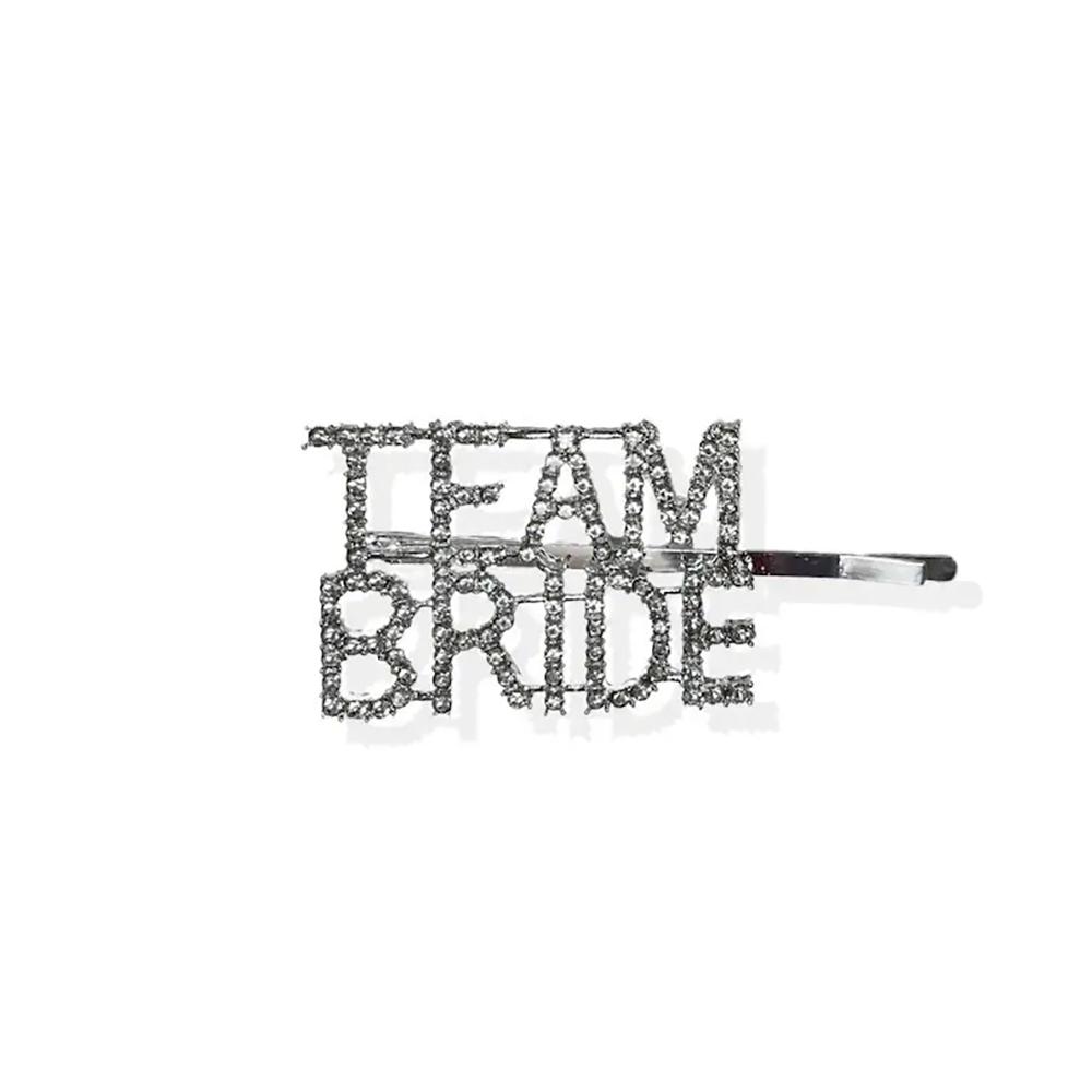 

3Pcs Team Bride Rhinestone Hair Clip Silver Bachelorette Party Decoration Hair Accessory Bridal Shower Wedding Engagement Favor 3PCS