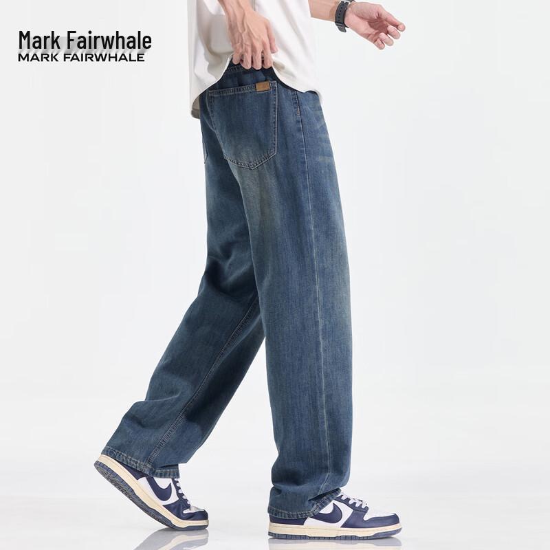 Mark Fairwhale Men's Washed Retro Loose Straight-Leg Jeans