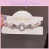 Geometric Zircon Artificial Pearl Bracelet With Silver Finish For Womens Fashion Accessories