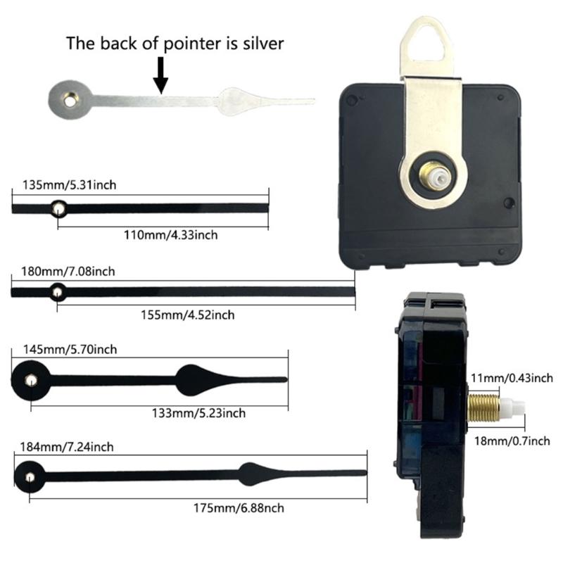 Clock Movement Kits, Battery Operated Quartzs Movement Replacement, Long and Short Wall Clock Mechanism, Motor