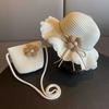 2025 Neue Mode 2 Stück Kinder Mädchen Blumen Sommer Strohhut Tasche Set Kinder Strandkappe Niedlich Reise Strand Sonnenhut Umhängetasche